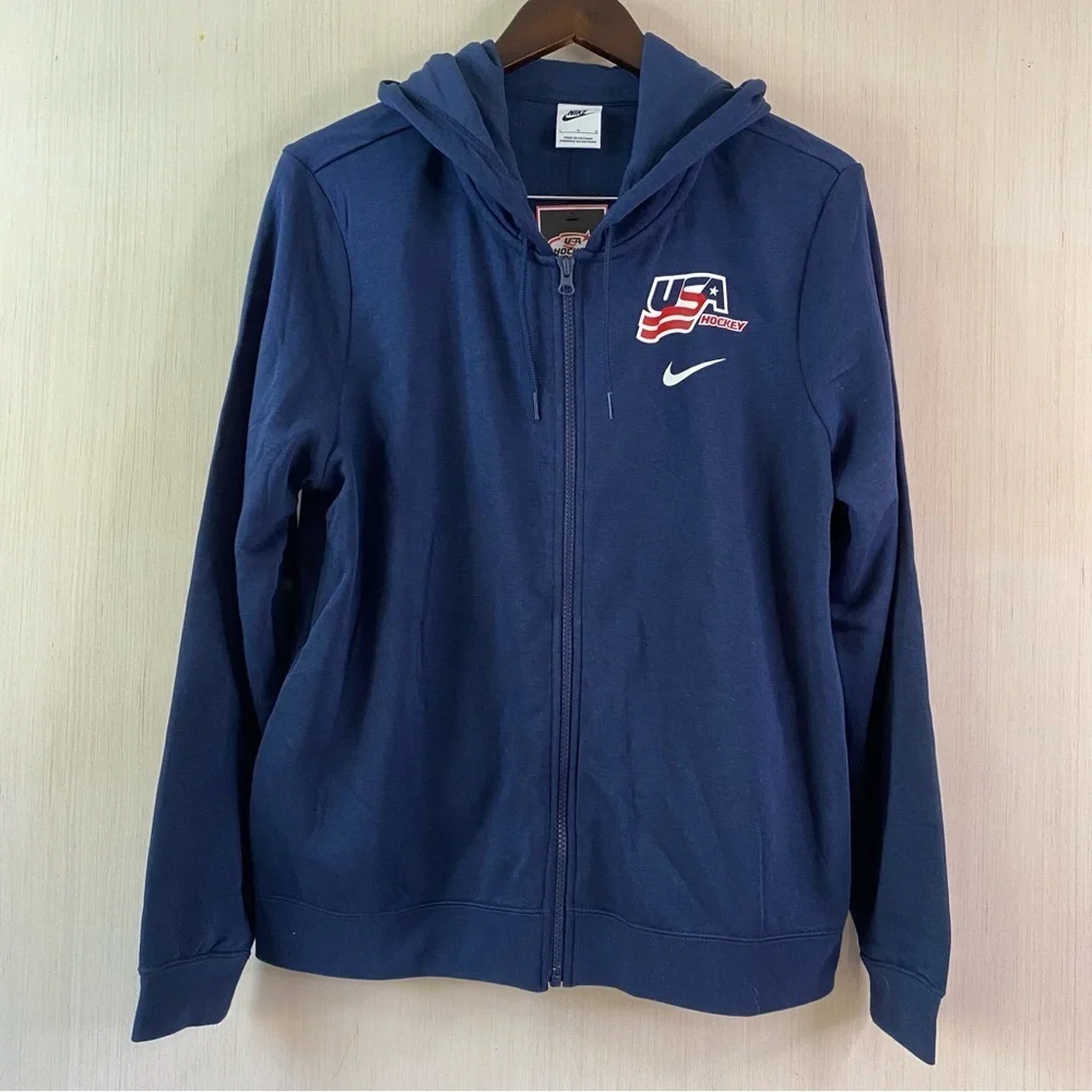 NWT Nike Women’s USA Hockey Navy Full-Zip Varsity Fleece Hoodie Jacket Large